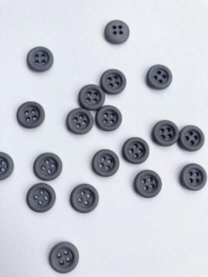Mid Grey matt plastic 4 hole button with rim