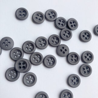 Mid Grey matt plastic 4 hole button with rim