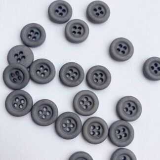 Mid Grey matt plastic 4 hole button with rim