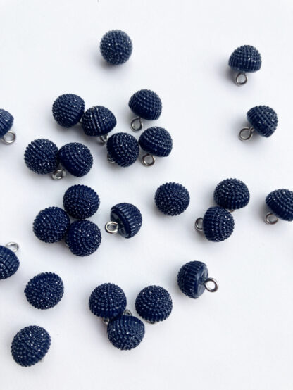 Navy Blue sparkly plastic dome button on shank