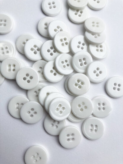 White faux shell glossy plastic 2 hole flat button