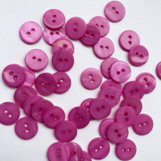 Fuchsia Pink dyed river shell 2 hole flat button