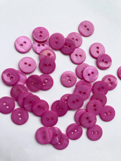 Fuchsia Pink dyed river shell 2 hole flat button