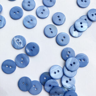 Sky Blue dyed river shell 2 hole flat button