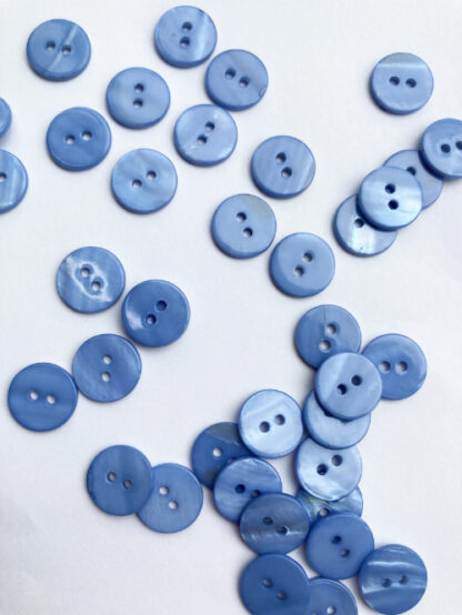 Sky Blue dyed river shell 2 hole flat button