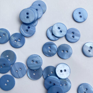 Sky Blue dyed river shell 2 hole flat button
