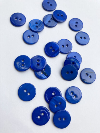Royal Cobalt Blue dyed river shell 2 hole flat button