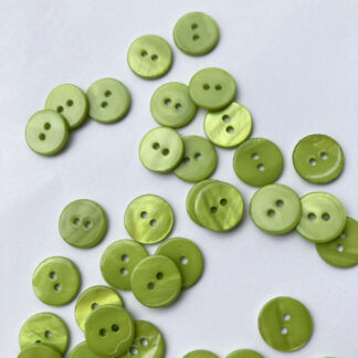 Chartreuse Lime Green dyed river shell 2 hole flat button