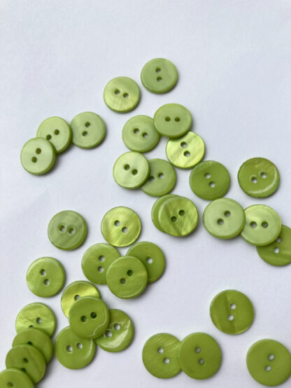 Chartreuse Lime Green dyed river shell 2 hole flat button