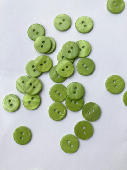 Chartreuse Lime Green dyed river shell 2 hole flat button