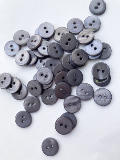 Mid Grey dyed river shell 2 hole flat button