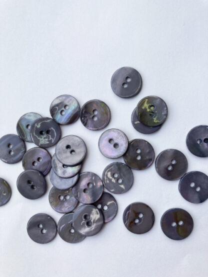Mid Grey dyed river shell 2 hole flat button