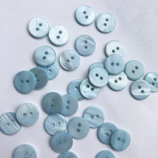 Pale Blue dyed river shell 2 hole flat button