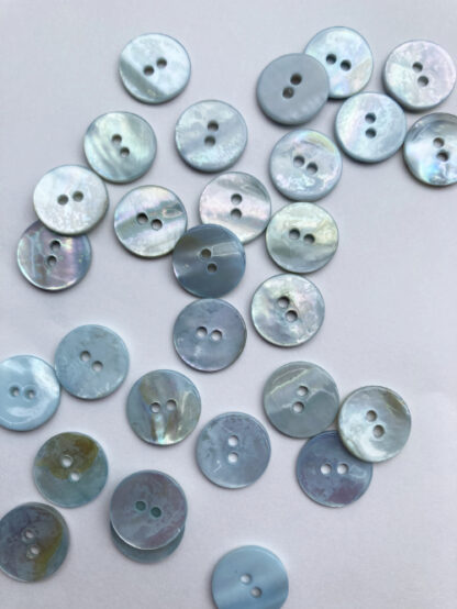 Pale Blue dyed river shell 2 hole flat button