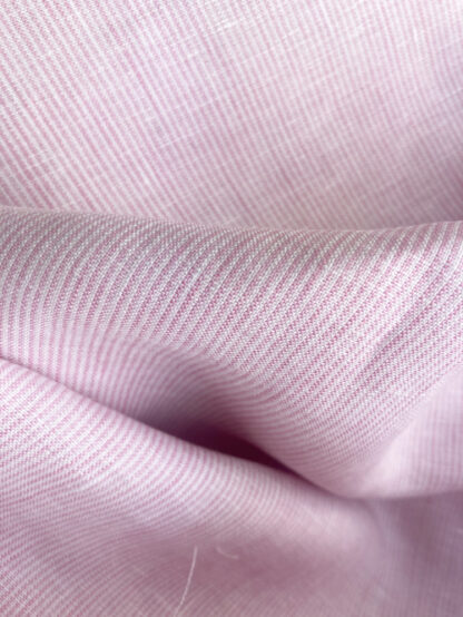 Pale Pink and White micro stripe  soft lightweight shirting weight Linen