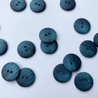 Teal Blue Green and Black ombré flat matt plastic button with 2 holes