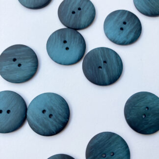 Teal Blue Green and Black ombré flat matt plastic button with 2 holes