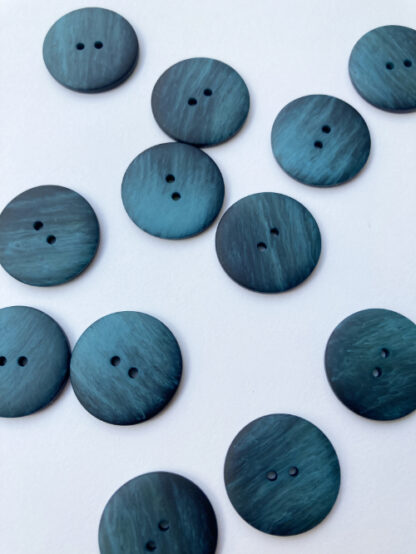Teal Blue Green and Black ombré flat matt plastic button with 2 holes