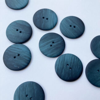 Teal Blue Green and Black ombré flat matt plastic button with 2 holes