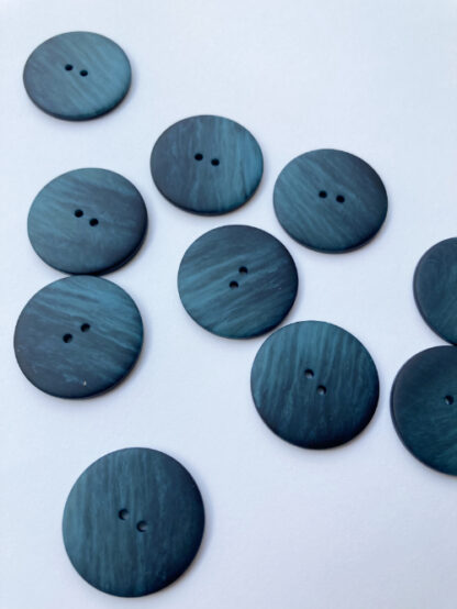 Teal Blue Green and Black ombré flat matt plastic button with 2 holes