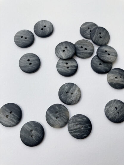 Grey ombré flat matt plastic button with 2 holes