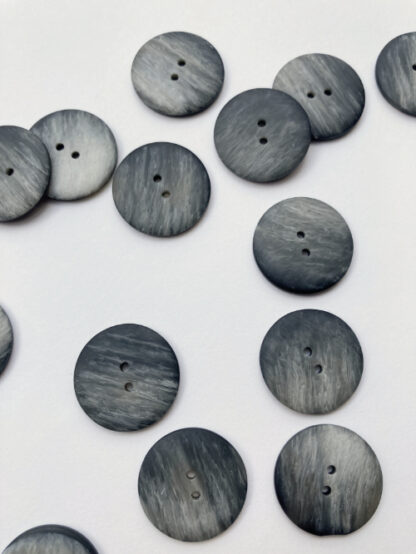 Grey ombré flat matt plastic button with 2 holes
