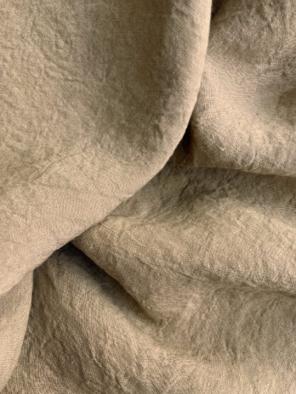 Camel Beige Brown tumbled and laundered lightweight 185gsm 100% Irish Linen
