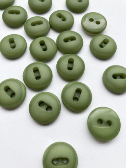 Leaf / Pea Green chunky plastic nugget / lightly domed 2 hole matt finish (or flat glossy on reverse) Coat Button