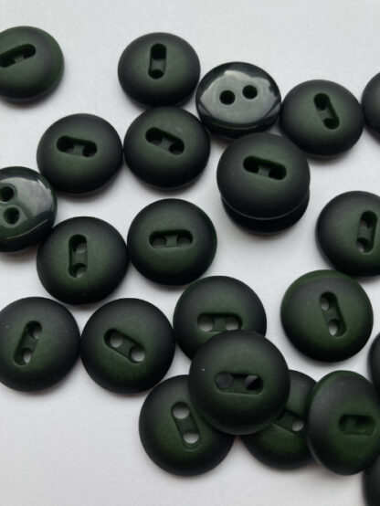 Bottle Green and Black chunky plastic nugget / lightly domed 2 hole matt finish (or flat glossy on reverse) Coat Button