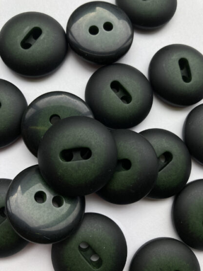 Bottle Green and Black chunky plastic nugget / lightly domed 2 hole matt finish (or flat glossy on reverse) Coat Button