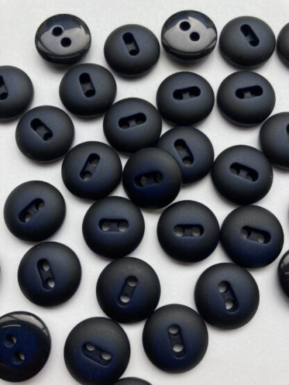 Navy Blue and Black chunky plastic nugget / lightly domed 2 hole matt finish (or flat glossy on reverse) Coat Button