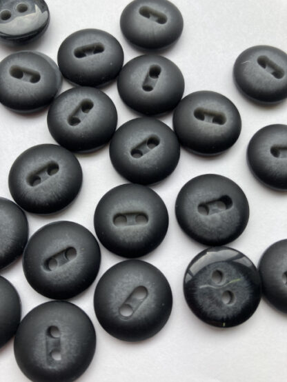 Grey and Black chunky plastic nugget / lightly domed 2 hole matt finish (or flat glossy on reverse) Coat Button