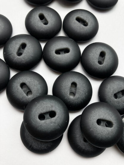 Grey and Black chunky plastic nugget / lightly domed 2 hole matt finish (or flat glossy on reverse) Coat Button