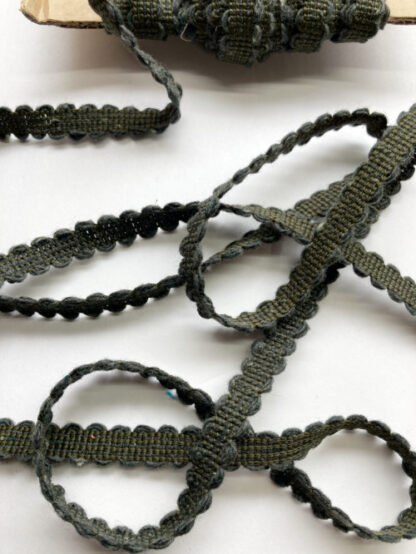 Dark Olive Green/Grey Wool Tweed Gimp Braid from LG