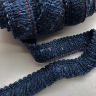 Navy Blue Wool Tweed tasseled Braid from LG