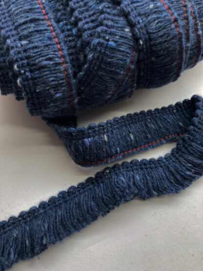 Navy Blue Wool Tweed tasseled Braid from LG