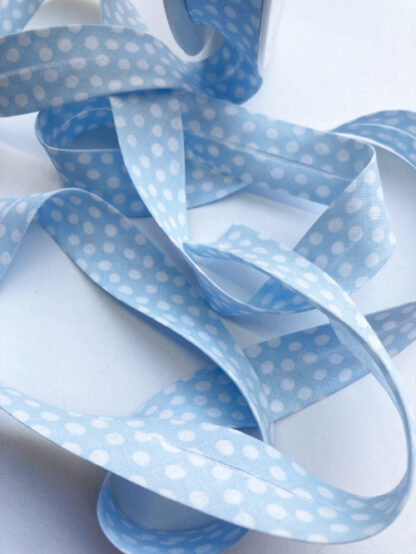 H0809-03 pale blue spotty print 100% Cotton bias binding