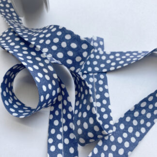 Navy Blue spotty print 100% Cotton bias binding