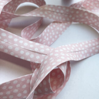 Pale Pink spotty print 100% Cotton bias binding