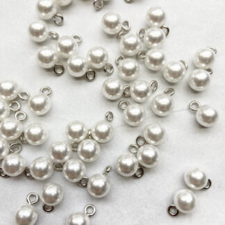 white pearl round 8mm shank wedding dress buttons
