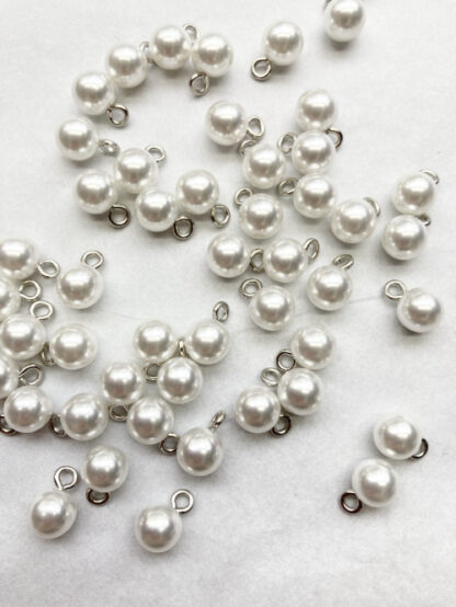 white pearl round 8mm shank wedding dress buttons