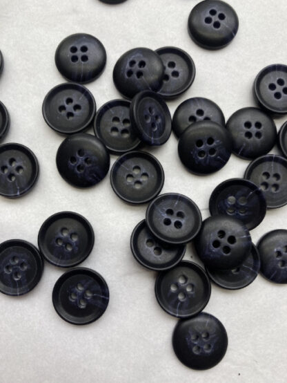 Dark Navy Blue 4 hole marbled effect Plastic Button with rim
