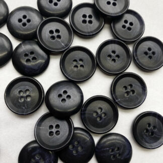 Dark Navy Blue 4 hole marbled effect Plastic Button with rim