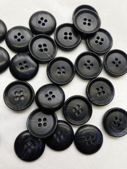 Dark Navy Blue 4 hole marbled effect Plastic Button with rim