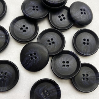 Dark Navy Blue 4 hole marbled effect Plastic Button with rim