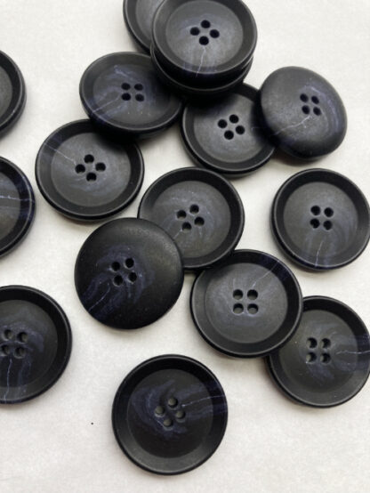 Dark Navy Blue 4 hole marbled effect Plastic Button with rim