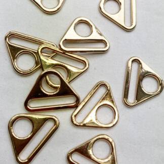 Gold metal triangle ring to fit swivel clip and 23mm strap (use instead of D-ring)