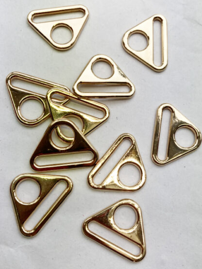 Gold metal triangle ring to fit swivel clip and 23mm strap (use instead of D-ring)