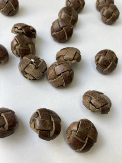 Tan Brown Genuine Leather football dome buttons on shank