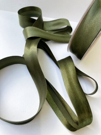 Olive Green 100% Polyester super soft lightweight satin Bias Binding